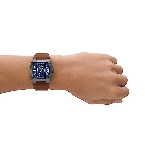 Diesel Leather Analog Blue Dial Men Watch-Dz4641, Brown Band - Image 5