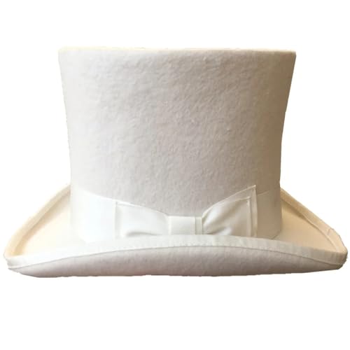 SaoBiiu White Wool Felt High Top Hat Wedding Hat Topper Hat for Men Women A S 55cm steampunk buy now online