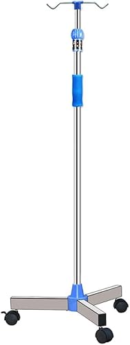 Estándar Portátil De Infusión Intravenosa, Estándar De Goteo De Acero Inoxidable Ajustable En Altura para Ancianos Hospital De Atención Domiciliaria, with Wheels, 2 Hooks