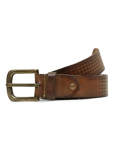 Image of ART N VINTAGE Men's Genuine Pure Leather Black Belts with Metal Brass Buckle - Classic Elegance for Every Outfit