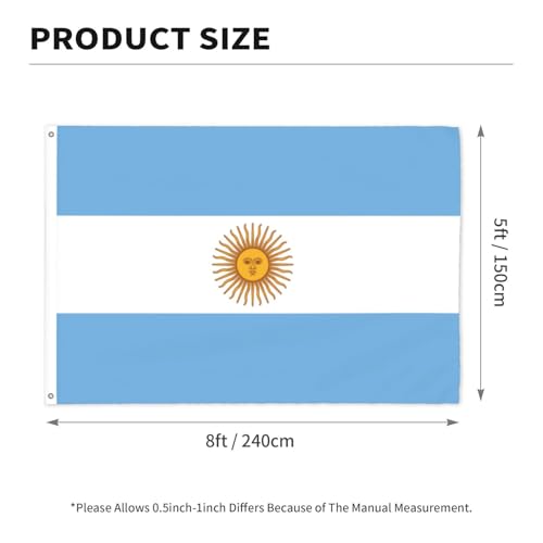 Drapeau argentin double face résistant au vent 1,5 x 2,4 m pour l'extérieur - 4