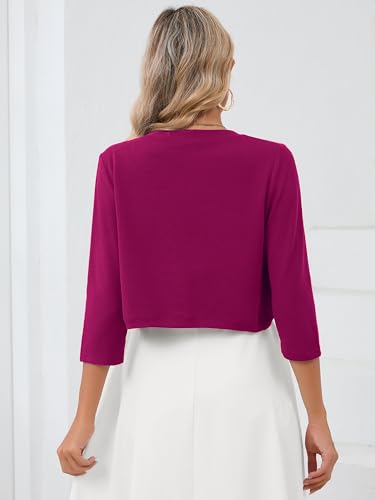 Image of Heymoments Women's 3 /4 Sleeve Casual Shrugs Lightweight Open Front Cropped Cardigan for Dresses