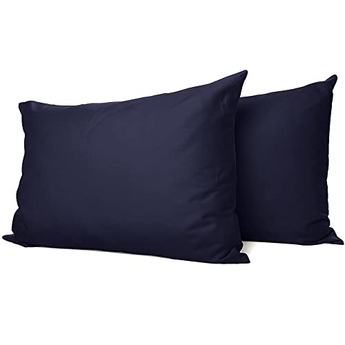 Soifox Kissenbezug 40 x 80 2er Set - Kopfkissenbezug 40x80 Blau 100% Mikrofaser bügelfrei & knitterfrei mit Reißverschluss Cover