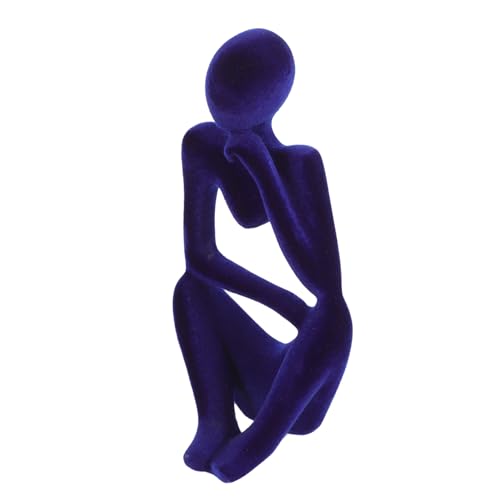 ULTECHNOVO Abstrakte Denkerstatue Resin Beflockt Klein Blau Tischdekoration Wohnzimmer Büro...