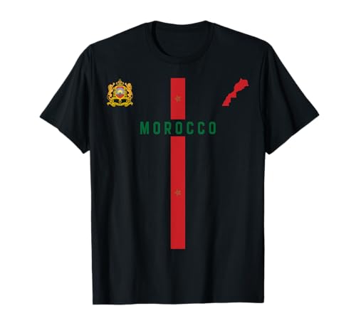 Image of Morocco Flag, Silhouette map of Morocco, national emblem T-Shirt