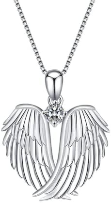 Angel Wing Necklace 925 Sterling Guardian Angel Necklace Silver Jewelry Guardian Angel Wings Pendant Charm Neck Chain Necklace Jewelry Gifts for Women Girls Friends