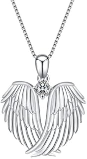Angel Wing Necklace 925 Sterling Guardian Angel Necklace Silver Jewelry Guardian Angel Wings Pendant Charm Neck Chain Necklace Jewelry Gifts for Women Girls Friends