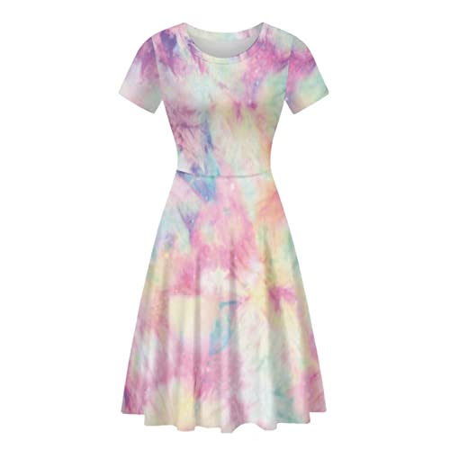 Image of Biyejit Women's Summer Casual Short Sleeve T-Shirt Swing Dress Crew Neck Plus Size S-4XL
