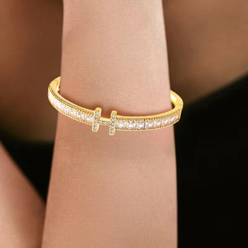 Dainty Bangle Bracelet for Women Personalized Cubic Zirconia Love Bracelets Tiny Waist Oval Bangles Bracelets Gifts for Love3