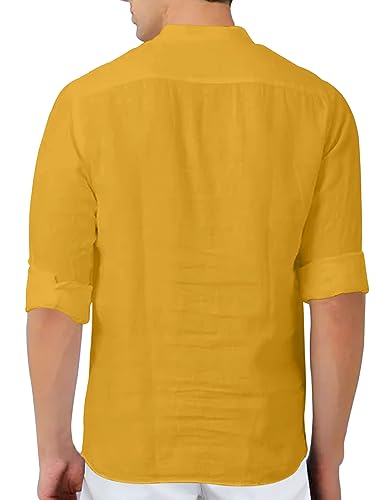 Image of FINIVO FASHION Men's Cotton Blend Solid Full Sleeve Combo Short Kurta Shirt, Regular Fit Solid Pattern Mandarin Collar Straight Kurta Shirt