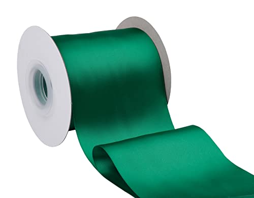 Fondersy 100mm X 22M Double Faced Satin Ribbon Forest Green Polyester Ribbon for Gift Wrapping Wedding Decoration Floral Arrangement Crafts - Image 3