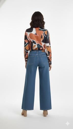 Image of Amazon Brand - INKAST Women Abstract Floral Printed Spread Collar Long Sleeves Casual Cami Shirt