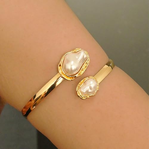 Gold Arm Cuff Jewelry for Women Mermaids Pearl Cuff Bracelets Upper Arm Cuffs Dainty Bohemian Boho Summer Beach Accessorie3