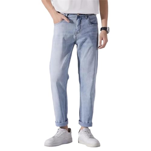 Men's Stretch Jeans – Slim Straight Blue Denim Pants, Casual Cowboys Trousers for Spring Fall
