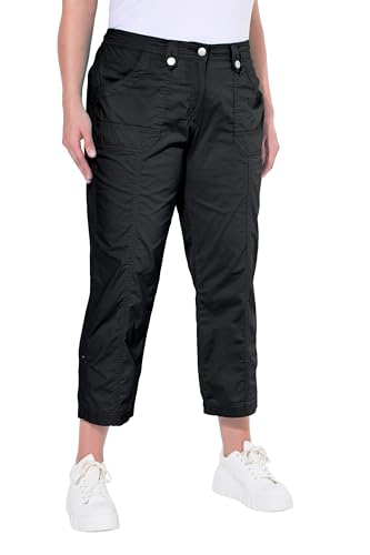 Ulla Popken Damen 7/8-Cargohose PANTS, schwarz, 50 EU