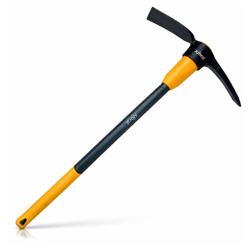 Xforst Spitzhacke PF34 – Große Kreuzhacke 90 cm – 3,46 kg Profi-Spitzhacke mit Fiberglasstiel – Vormontiert – Hacke & Spitze für Harte, steinige Böden, Garten & BAU