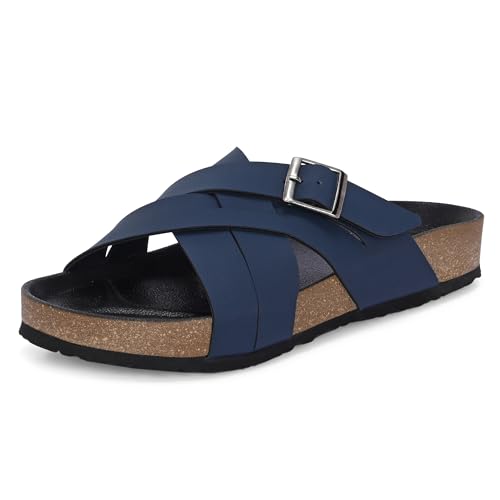 Image of Centrino Mens Cushion Sliders /Slippers|Berkin-Style Slip-On Sandals | Open Toe Design | Soft PU Footbed | Lightweight & Comfortable | Arch Support | On-Grip Sole | Casual Outdoor Wear (6868)