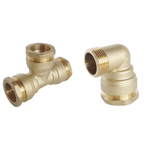 Bundle de raccords laiton SOMATHERM FOR YOU - Té égal et coudé SUMO pour tube PE Ø40 mm - Pression 20 bars, température -10° à +80°C, joint torique EPDM, norme ACS, garantie 5 ans