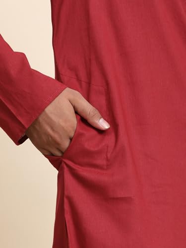 Image of Amazon Brand - Anarva Men's Pure Cotton Solid Kurta Pajama Set Round Neck Casual Yoga Dress