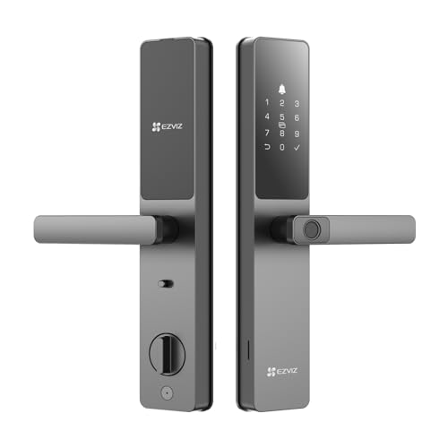 EZVIZ Smart Lock DL05 7-in-1 Türschloss, schlüsselloses Türschloss mit Fingerabdruck-Zugang – sicherer Eingang ohne Schlüssel, mehrere Optionen zum Entriegeln – Sofortwarnungen, strapazierfähig
