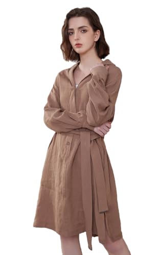 Robe chemise à manches longues K2059L : confort décontracté midi