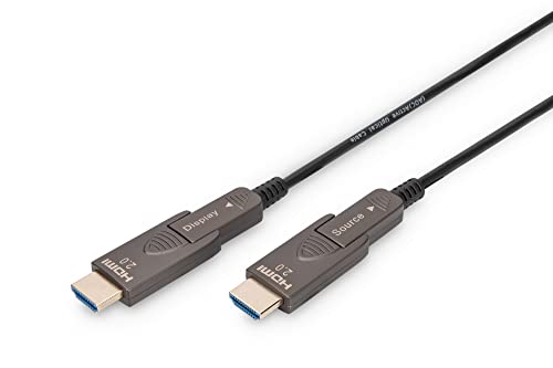 Digitus HDMI AOC Hybrid fibre optic cable, 30m, HDMI 2.0b, 4k/60Hz, detachable connectors, compatible with TV/beamer/monitor