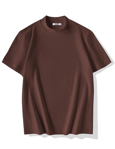Image of COOFANDY Mens Mock Turtleneck Shirts Casual Premium Cotton Short Sleeve Shirt Basic Half Neck T-Shirts