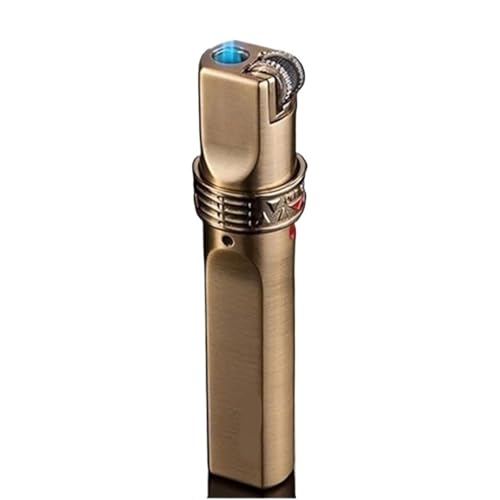Encendedor de metal resistente al viento con rueda retro y llama ajustable 2