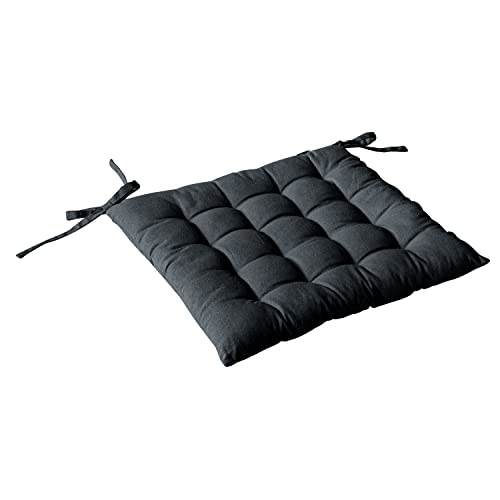 Enjoy Home, Galette de Chaise piquée, Gris Foncé, carré 38x38cm, 100% Coton, Attache par Nouettes, Idéal pour Une Assise Confortable, Collection Panama
