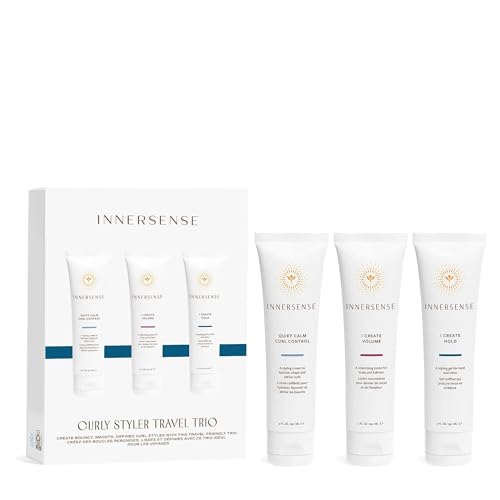 INNERSENSE Organic Beauty - Curly Styler Travel Trio | Non-Toxic Cruelty-Free Haircare (I Create Hold I Create Volume Quiet Calm Curl Control) PACKAGING MAY VARY