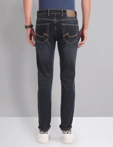 Image of Arvind Mid Rise Blue Skinny Fit Jeans
