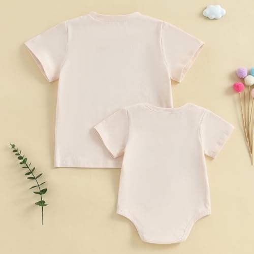 CREAIRY Did We Just Become Best Friends Big Brother Sister Little Brother Sister Matching Outfits Baby Boy Girl Shirt Romper (Apricot, 2-3T/0-3 Months) - Thumbnail 7