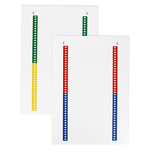 Grafoplas - Paquete 400 Tiras Lateral de 140mm para Visor Carpeta Colgante, Paquete de 10 Hojas a4 con 40 uds por Hoja, Impresión en Frontal y Trasera en Colores: Rojo, Azul, Verde y Amarillo