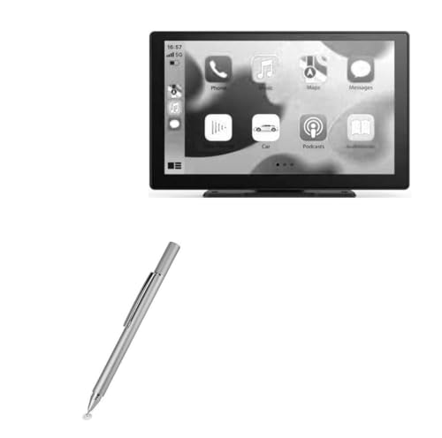 BoxWave Stylus Pen Compatible with HAUXIY Q9S Wireless Carplay Touchscreen - FineTouch Capacitive Stylus, Super Precise Stylus Pen - Metallic Silver