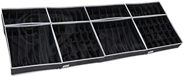 Periea Katrina Drawer Organisers - Boxes in 3 Sizes for Organising Bedroom Drawers - Individual Organisers or Packs (Black with White Piping, x2 24 Cell + x1 7 Cell + x3 6 Cell)