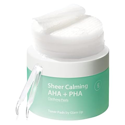GLAM UP Spot Peeling & Exfoliating AHA PHA Toner Pads | Calming, Exfoliating, Pore Cleansing Korean Skincare Toner Pads for Sensitive Skin | Vegan Bamboo Cotton Face Gauze (65 Pads) Cover