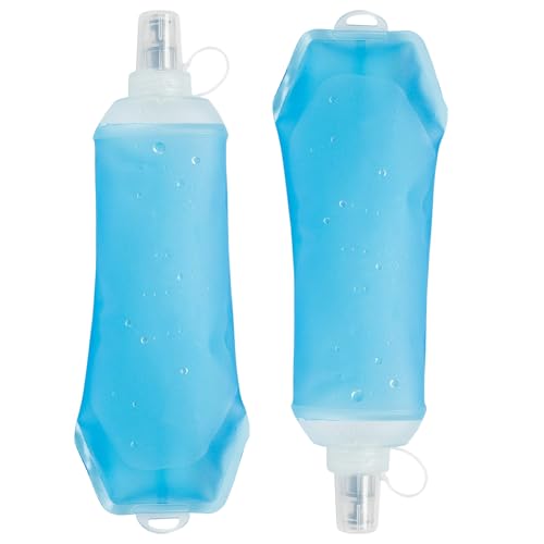 2 Piezas Soft Flask, Bolsa de Hidratación Deportiva, Soft Flask 500ml, Botella Plegable, Botella Running, Botella Flexible, Apta para Maratones, Senderismo, Deportes, Azul