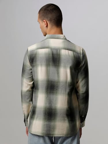 Image of THE BEAR HOUSE Men's Checked Slim Fit Cotton Casual Shirt | Green1 | TBH-SIVIA-GR