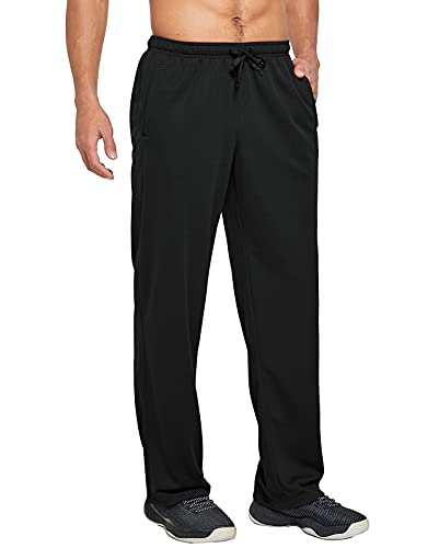 Labeyzon Men's Lightweight Sweatpants Open Bottom Mesh Athletic Workout Pants Loose Fit Running Track Pants Sweatpants With Pockets(Black-1 2Xl) #TOP3