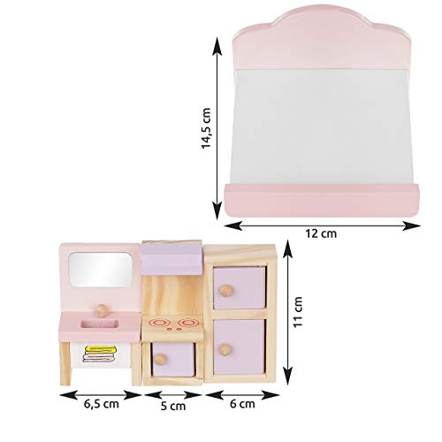 Puppenmöbel Puppenhaus Zubehör Möbel aus Holz 22 Teile 22609 – Bild 3