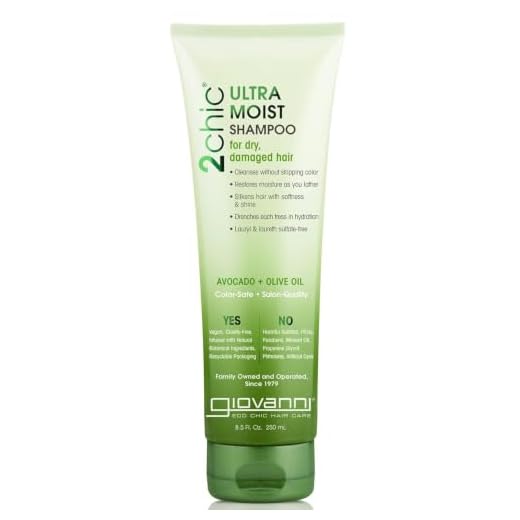 GIOVANNI 2chic Ultra-Moist Shampoo, 8.5 oz. - Avocado & Olive Oil, Creamy Hydration Formula, Enriched with Aloe Vera, Shea Butter, Botanical Extracts, No Parabens, Color Safe