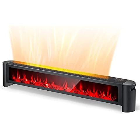 Tangkula 1400W Baseboard Heater with 6-Level Flame and Remote Cover