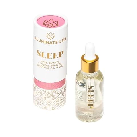 Aluminate Life Crystal Infused Essential Oil Vial, 1 Oz, Sleep - Rose Quartz Crystal Infused - Scents of Rose, Lavender, and Vanilla - Aromatherapy Oils, Massage, Stress Relief Cover