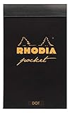 Rhodia 8559C - Notizblock Pocket kopfseitig geheftet, 7,5 x12 cm, 40 Blatt mikroperforiert, dot, Clairefontaine Papier weiß 80g, Cover Schwarz, 1 Stück