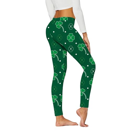 Leggings de San Patricio elásticos que no se bajan con cintura alta verde 2