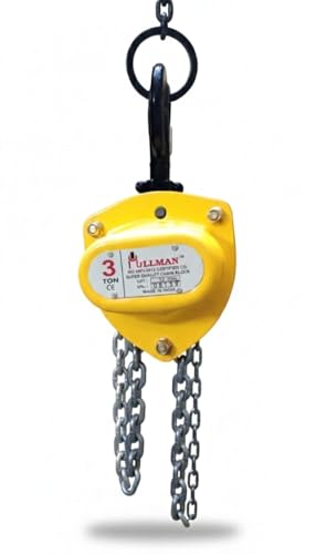 Image of PULMAN Chain Pulley Block 1 Ton | Hand Chain Hoist 1T 3 Meter Lift | Grade 80 Alloy Steel | Heavy Duty Manual Hoist for Workshop, Warehouse, Construction (Yellow)