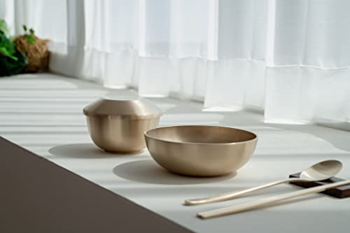 Premium Brassware Rice Bowl Soup Bowl Set Korean Traditional Handmade Tableware Bangjja Yugi Dinnerware, Bronze #TOP3
