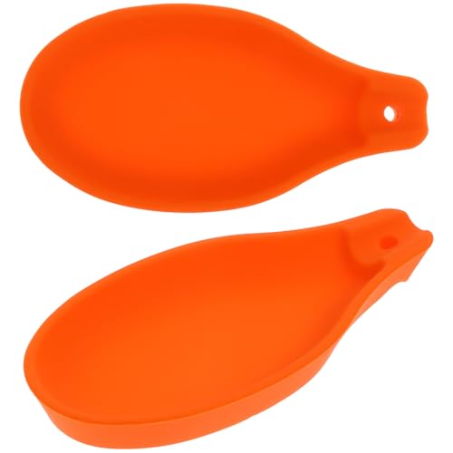 NUOBESTY Soporte para Cucharas de Silicona Resistente al Calor Color Naranja Tamaño Estándar 2 Piezas Reposacucharas para Cocina y Estufa Adecuado para Utensilios de Cocina y