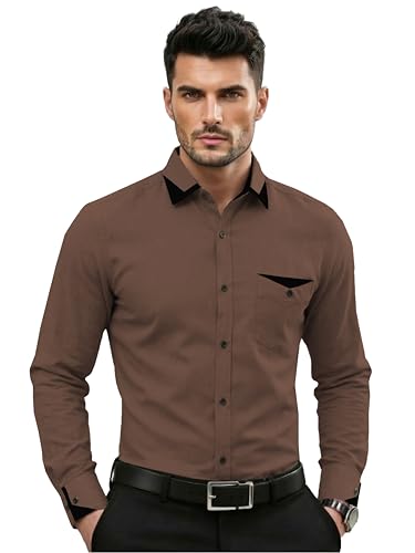 Image of TAGDO Men's Full Sleeve Shirt | Pocket Design and Spread Collar Shirt for Man (2054)