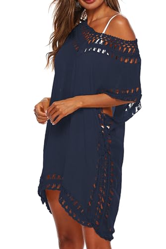 Image of Adisputent Womens Swimsuits Cover Ups Crochet Chiffon Beach Cover Bathing Suit Bikini Wear Coverups Dress